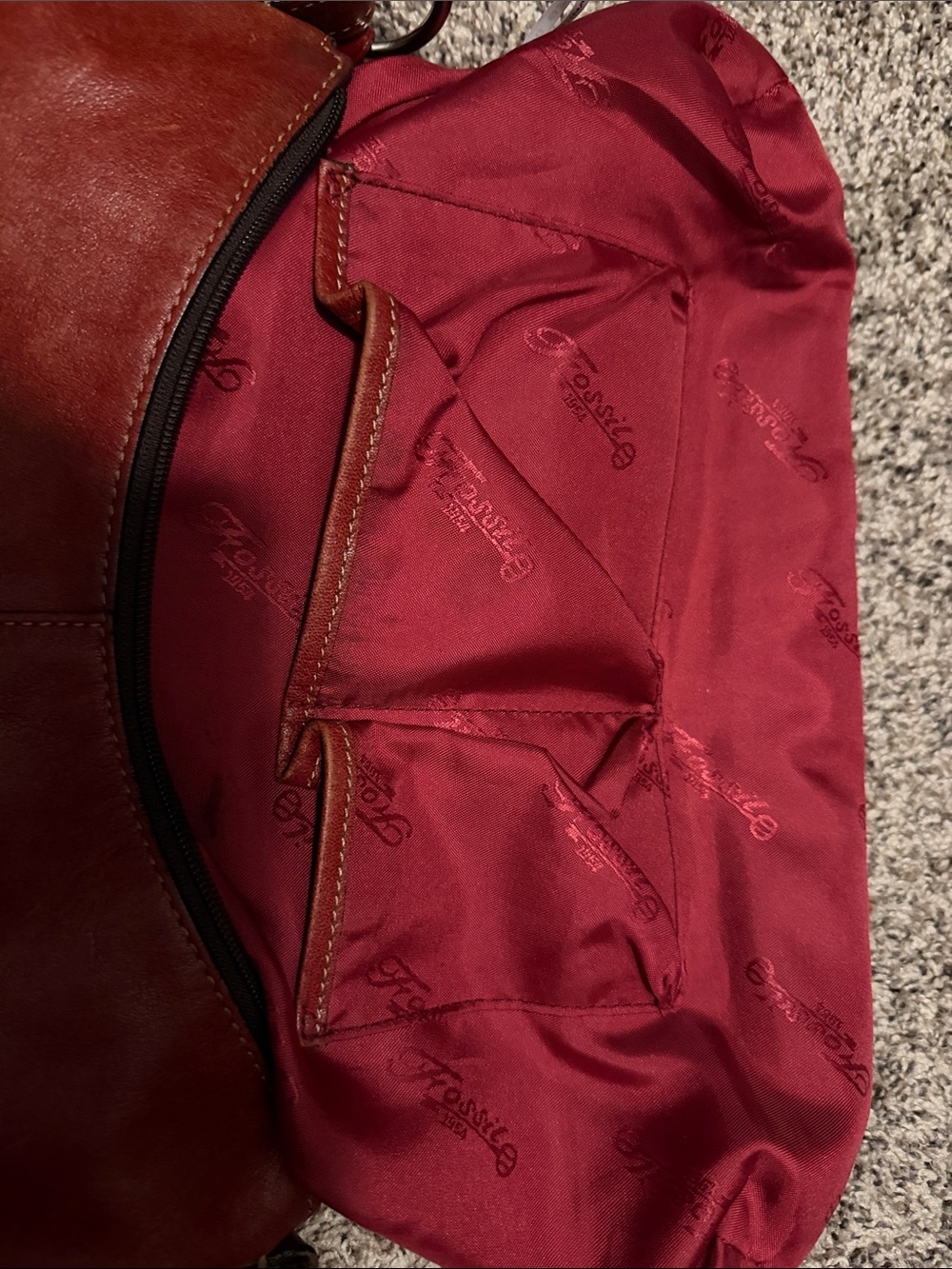 Fossil Red Leather Hobo Shoulder Bag - Picture 6 of 6